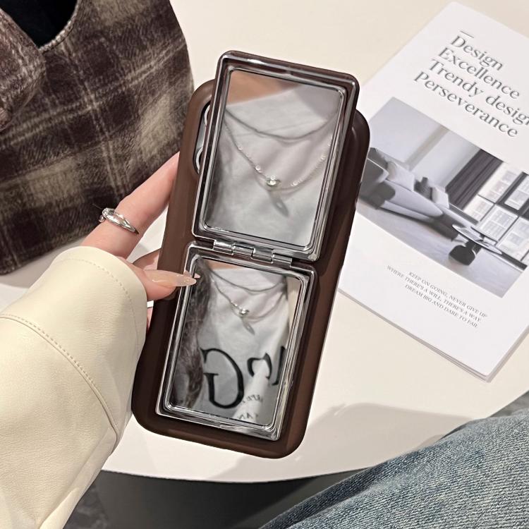Lambskin Texture Mirror Holder Shockproof Phone Case, For iPhone 18 Pro / 17 Pro, For iPhone 18 Pro Max / 17 Pro Max