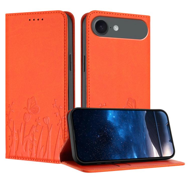 Tulips Butterfly Pattern Magnetic Vegan Leather Phone Case, For iPhone Air, For iPhone 16 Pro Max, For iPhone 16 Pro, For iPhone 16 Plus