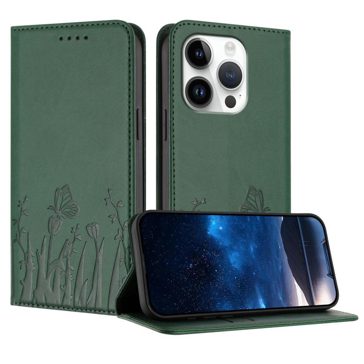 Tulips Butterfly Pattern Magnetic Vegan Leather Phone Case, For iPhone Air, For iPhone 16 Pro Max, For iPhone 16 Pro, For iPhone 16 Plus