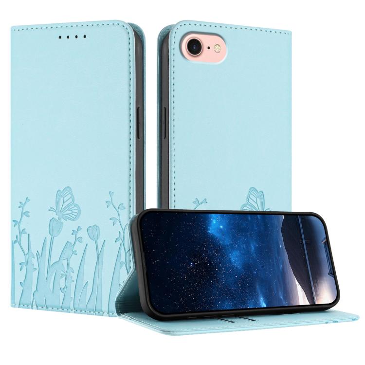 Tulips Butterfly Pattern Magnetic Vegan Leather Phone Case, For iPhone 17e / 16e, For iPhone 17 Pro Max, For iPhone 17 Pro, For iPhone 17
