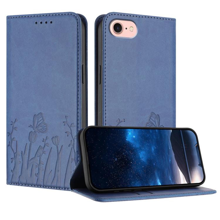 Tulips Butterfly Pattern Magnetic Vegan Leather Phone Case, For iPhone 17e / 16e, For iPhone 17 Pro Max, For iPhone 17 Pro, For iPhone 17