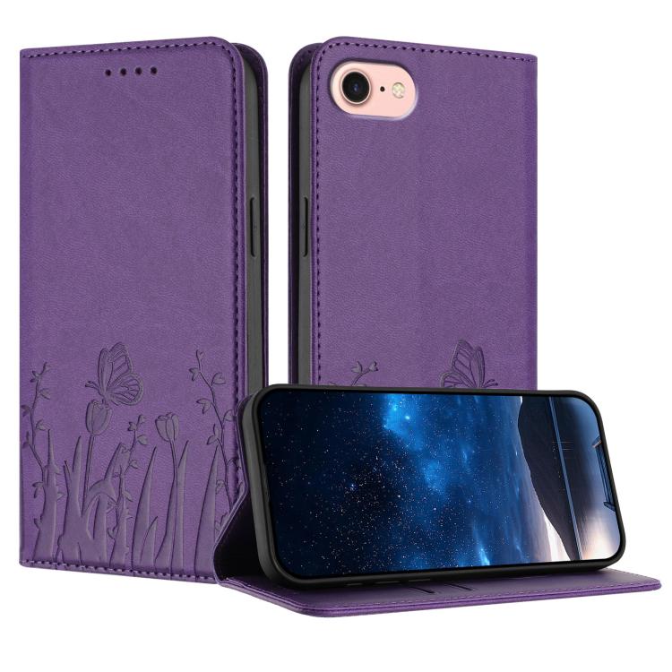Tulips Butterfly Pattern Magnetic Vegan Leather Phone Case, For iPhone 17e / 16e, For iPhone 17 Pro Max, For iPhone 17 Pro, For iPhone 17
