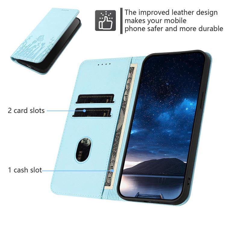 Tulips Butterfly Pattern Magnetic Vegan Leather Phone Case, For iPhone 14 Pro Max, For iPhone SE 2022 / SE 2020 / 7 / 8, For iPhone 13 Pro Max, For iPhone 13 Pro