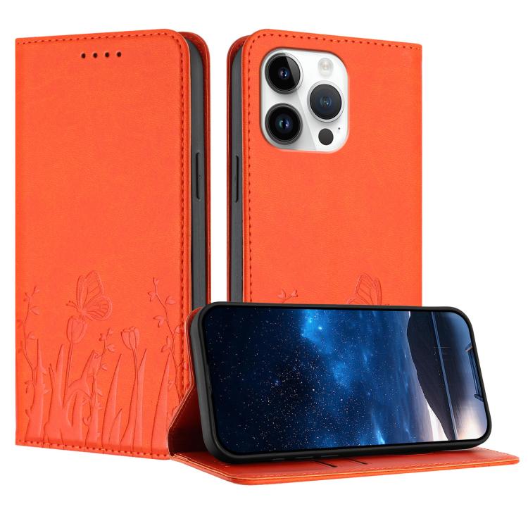 Tulips Butterfly Pattern Magnetic Vegan Leather Phone Case, For iPhone 14 Pro Max, For iPhone SE 2022 / SE 2020 / 7 / 8, For iPhone 13 Pro Max, For iPhone 13 Pro