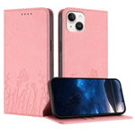 Tulips Butterfly Pattern Magnetic Vegan Leather Phone Case, For iPhone 15, For iPhone 14 Plus, For iPhone 14, For iPhone 14 Pro