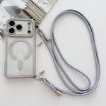 Rhinestone Clear Acrylic Electroplated Magnetic Phone Case with Right-Side Crossbody Lanyard, For iPhone 17 Pro Max, For iPhone 17 Pro, For iPhone 17, For iPhone Air, For iPhone 16 Pro Max, For iPhone 16 Pro, For iPhone 16 Plus, For iPhone 16          ...