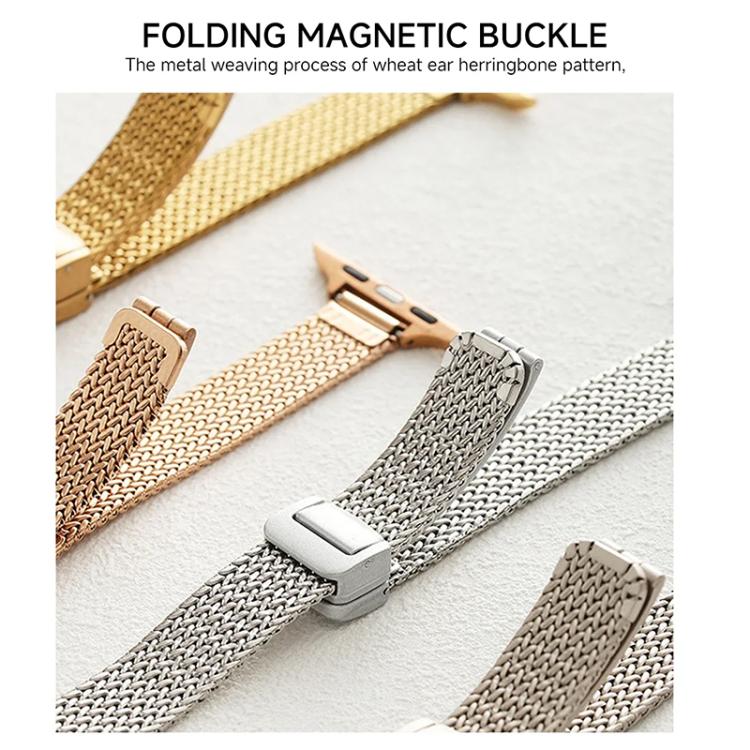 xDfind Wheat Ear Magnetic Buckle Stainless Steel Watch Band, For Apple Watch 42 / 44 / 45 / 46 / 49mm, For Apple Watch 38 / 40 / 41 / S10 42mm