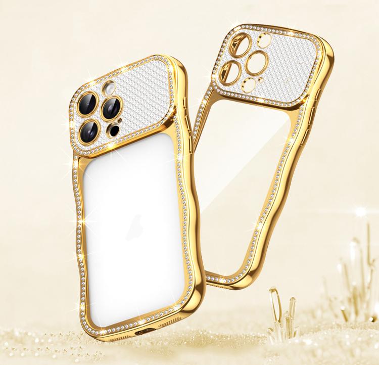Wave Twisting Star Diamond Shockproof Electroplate TPU Phone Case, For iPhone 17 Pro Max, For iPhone 17 Pro, For iPhone 17, For iPhone 16 Pro Max, For iPhone 16 Pro, For iPhone 16