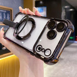 Crystal Shield Ring Holde TPU + Acrylic Magnetic Phone Case, For iPhone 17 Pro Max, For iPhone 17 Pro, For iPhone 17, For iPhone Air, For iPhone 16 Pro Max, For iPhone 16 Pro