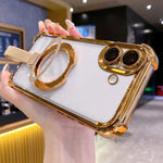 Crystal Shield Ring Holde TPU + Acrylic Magnetic Phone Case, For iPhone 17 Pro Max, For iPhone 17 Pro, For iPhone 17, For iPhone Air, For iPhone 16 Pro Max, For iPhone 16 Pro