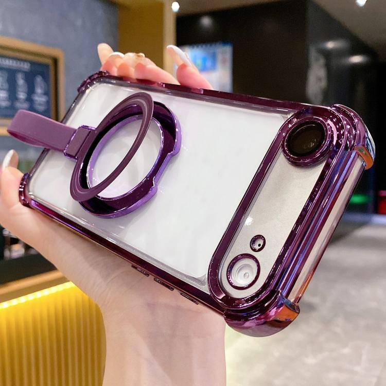 Crystal Shield Ring Holde TPU + Acrylic Magnetic Phone Case, For iPhone 17 Pro Max, For iPhone 17 Pro, For iPhone 17, For iPhone Air, For iPhone 16 Pro Max, For iPhone 16 Pro