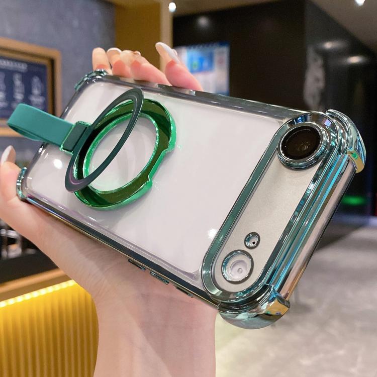 Crystal Shield Ring Holde TPU + Acrylic Magnetic Phone Case, For iPhone 17 Pro Max, For iPhone 17 Pro, For iPhone 17, For iPhone Air, For iPhone 16 Pro Max, For iPhone 16 Pro