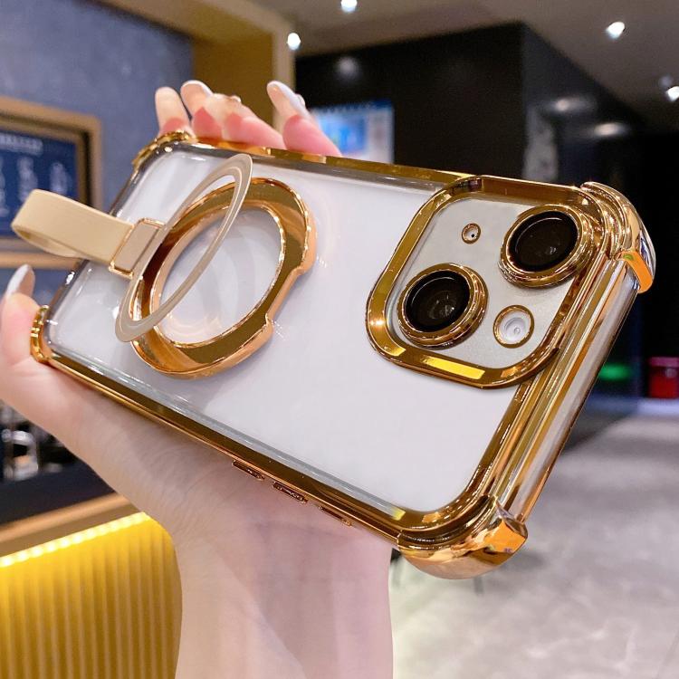 Crystal Shield Ring Holde TPU + Acrylic Magnetic Phone Case, For iPhone 13