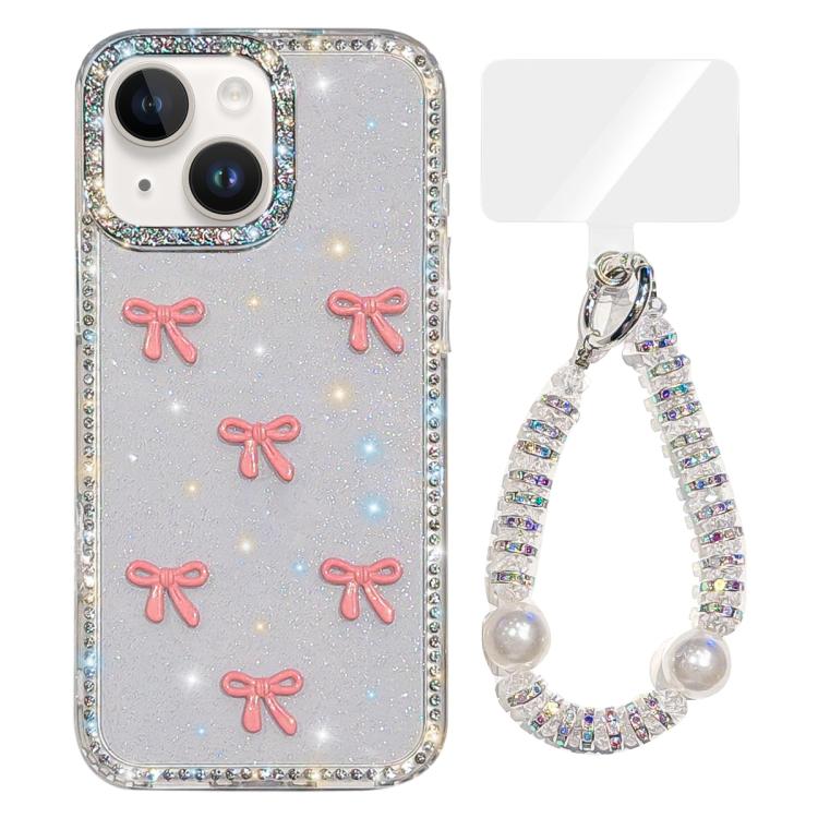 Sparkling IMD Colorful Bow Phone Case with Bracelet, For iPhone 13 Pro, For iPhone 13