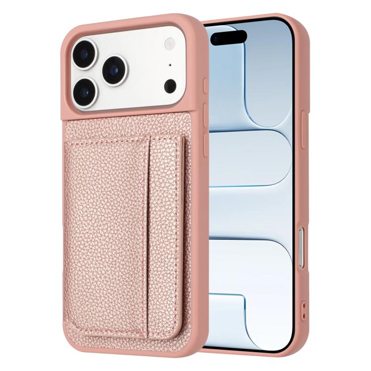 Litchi Pattern Magnetic Card Bag Holder Phone Case, For iPhone 17 Pro Max, For iPhone 17 Pro