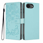 Tree Cat Embossed Flip Vegan Leather Phone Case, For iPhone 17e / 16e, For iPhone 17 Pro Max, For iPhone 17 Pro, For iPhone 17, For iPhone Air, For iPhone 16 Pro Max