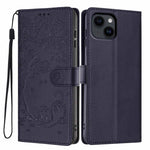 Tree Cat Embossed Flip Vegan Leather Phone Case, For iPhone 15 Pro, For iPhone 15 Plus, For iPhone 15, For iPhone 14 Plus, For iPhone 14, For iPhone 14 Pro