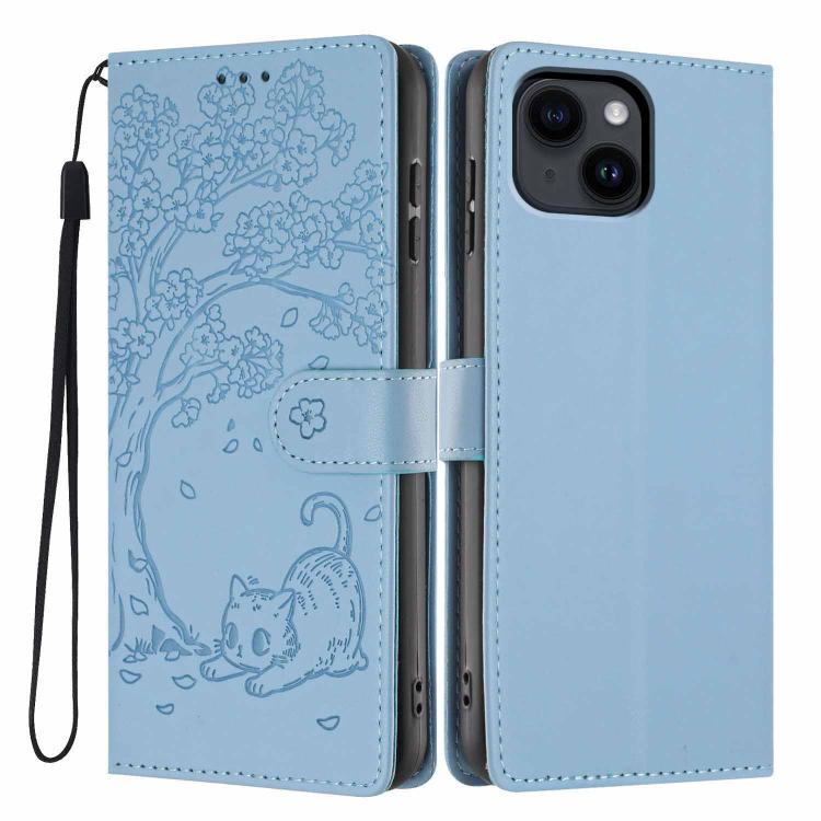 Tree Cat Embossed Flip Vegan Leather Phone Case, For iPhone 15, For iPhone 14 Plus, For iPhone 14, For iPhone 14 Pro, For iPhone 14 Pro Max, For iPhone 13 Pro Max