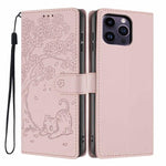 Tree Cat Embossed Flip Vegan Leather Phone Case, For iPhone 15, For iPhone 14 Plus, For iPhone 14, For iPhone 14 Pro, For iPhone 14 Pro Max, For iPhone 13 Pro Max