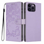 Tree Cat Embossed Flip Vegan Leather Phone Case, For iPhone 15, For iPhone 14 Plus, For iPhone 14, For iPhone 14 Pro, For iPhone 14 Pro Max, For iPhone 13 Pro Max