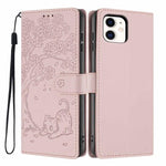 Tree Cat Embossed Flip Vegan Leather Phone Case, For iPhone 11 Pro Max, For iPhone 11, For iPhone 11 Pro