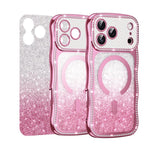 Wavy Frame Star Diamond Electroplate TPU Glitter Magnetic Phone Case, For iPhone 17 Pro Max, For iPhone 17 Pro, For iPhone 17, For iPhone 16 Pro Max, For iPhone 16 Pro, For iPhone 16