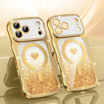 Wavy Frame Star Diamond Electroplate TPU Glitter Heart Magnetic Phone Case, For iPhone 17 Pro Max, For iPhone 17 Pro, For iPhone 17, For iPhone 16 Pro Max, For iPhone 16 Pro, For iPhone 16