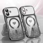 Wavy Frame Star Diamond Electroplate TPU Glitter Heart Magnetic Phone Case, For iPhone 17 Pro Max, For iPhone 17 Pro, For iPhone 17, For iPhone 16 Pro Max, For iPhone 16 Pro, For iPhone 16