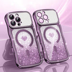 Wavy Frame Star Diamond Electroplate TPU Glitter Heart Magnetic Phone Case, For iPhone 17 Pro Max, For iPhone 17 Pro, For iPhone 17, For iPhone 16 Pro Max, For iPhone 16 Pro, For iPhone 16