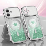 Wavy Frame Star Diamond Electroplate TPU Glitter Heart Magnetic Phone Case, For iPhone 17 Pro Max, For iPhone 17 Pro, For iPhone 17, For iPhone 16 Pro Max, For iPhone 16 Pro, For iPhone 16