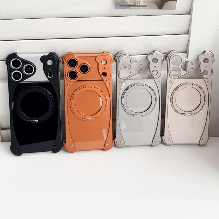 Weasel Original Color Metal Frameless 360 Rotation Holder Magnetic Phone Case, For iPhone 17 Pro Max, For iPhone 17 Pro