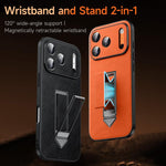 SULADA Wristband Hidden Metal Holder Faux Leather Phone Case, For iPhone 17 Pro Max, For iPhone 17 Pro, For iPhone 17, For iPhone 16 Pro Max, For iPhone 16 Pro, For iPhone 16