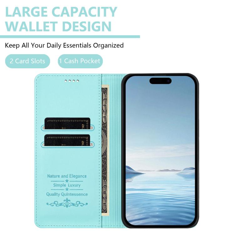 Cute Cats Embossed Magnetic RFID Vegan Leather Phone Case, For iPhone 15, For iPhone 14 Plus, For iPhone 14 / 13, For iPhone 14 Pro
