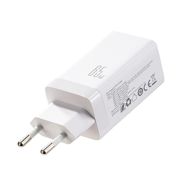 JOYROOM JR-TG10 65W GaN Dual Type-C, USB 3-Port Charger with Type-C to Type-C Cable, EU Plug, UK Plug