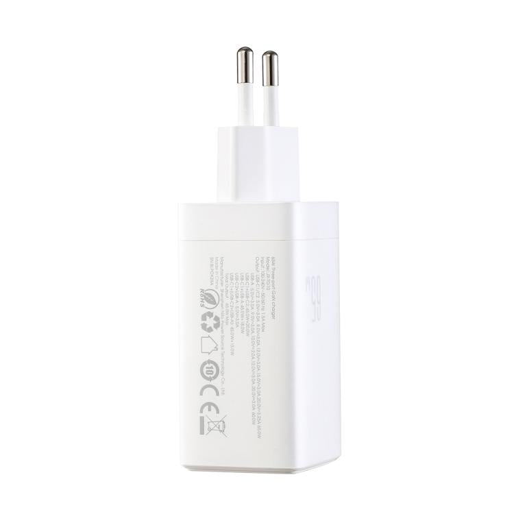 JOYROOM JR-TG10 65W GaN Dual Type-C, USB 3-Port Charger with Type-C to Type-C Cable, EU Plug, UK Plug