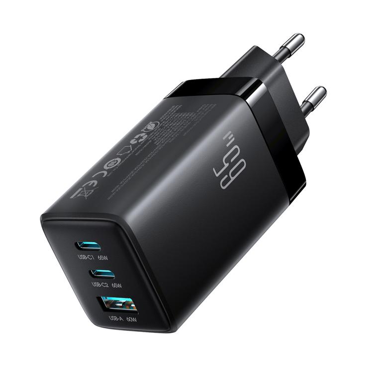 JOYROOM JR-TG10 65W GaN Dual Type-C, USB 3-Port Charger with Type-C to Type-C Cable, EU Plug, UK Plug