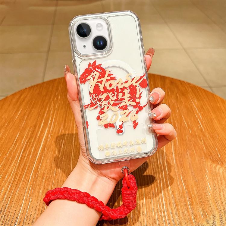 Horse Year Acrylic Magnetic Full Coverage Phone Case with Lanyard, For iPhone 13, For iPhone 12, For iPhone 12 Pro Max, For iPhone 12 Pro