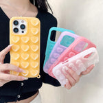Love Heart Suction Cup Translucent Glitter Phone Case, For iPhone 14, For iPhone 14 Pro Max, For iPhone 13