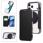 Ultra-thin Rotation Holder Magnetic Plating Vegan Leather Phone Case, For iPhone 18 Pro / 17 Pro, For iPhone 18 Pro Max / 17 Pro Max, For iPhone 17e / 16e, For iPhone 17, For iPhone Air, For iPhone 16 Pro Max