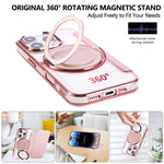 Ultra-thin Rotation Holder Magnetic Plating Vegan Leather Phone Case, For iPhone 16 Pro, For iPhone 16 Plus, For iPhone 16, For iPhone 15 Pro Max, For iPhone 15 Pro, For iPhone 15 Plus / 14 Plus