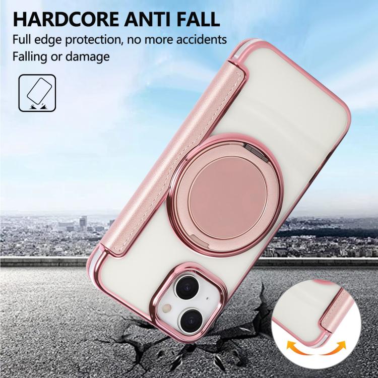 Ultra-thin Rotation Holder Magnetic Plating Vegan Leather Phone Case, For iPhone 15, For iPhone 14 / 13, For iPhone 14 Pro, For iPhone 14 Pro Max, For iPhone 13 Pro Max, For iPhone 13 Pro