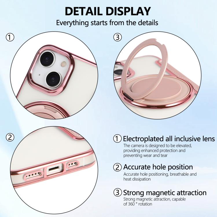 Ultra-thin Rotation Holder Magnetic Plating Vegan Leather Phone Case, For iPhone 15, For iPhone 14 / 13, For iPhone 14 Pro, For iPhone 14 Pro Max, For iPhone 13 Pro Max, For iPhone 13 Pro