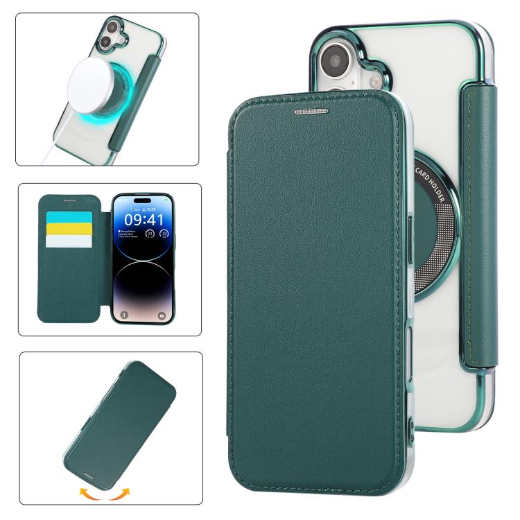 Ultra-thin Magnetic Plating Vegan Leather Phone Case, For iPhone 17 Pro Max, For iPhone 17 Pro, For iPhone 17, For iPhone Air, For iPhone 16e, For iPhone 16 Pro Max