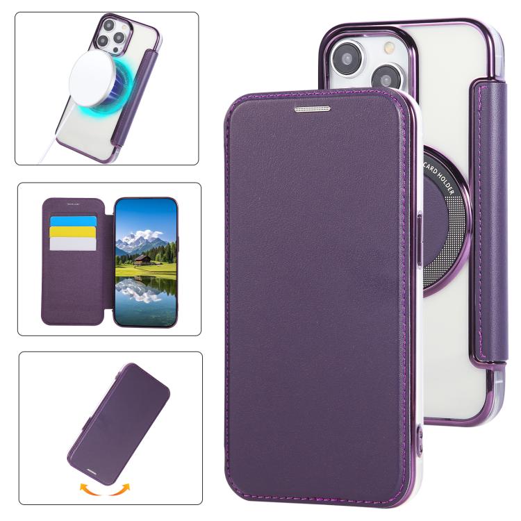 Ultra-thin Magnetic Plating Vegan Leather Phone Case, For iPhone 16 Pro, For iPhone 16 Plus, For iPhone 16, For iPhone 15 Pro Max, For iPhone 15 Pro, For iPhone 15 Plus / 14 Plus