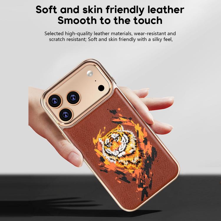 Embroidered Graffiti Vegan Leather Shield Electroplated Magnetic Phone Case, For iPhone 14 Plus, For iPhone 14, For iPhone 14 Pro, For iPhone 14 Pro Max