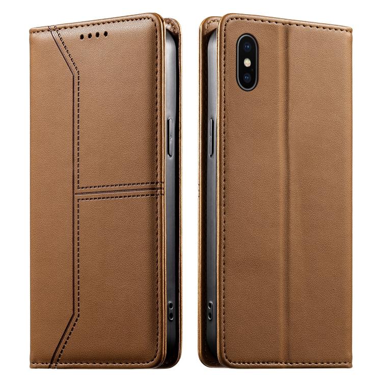 Stitched Line Magnetic RFID Vegan Leather Phone Case, For iPhone X / XS, For iPhone XR, For iPhone XS Max, For iPhone 8 Plus / 7 Plus