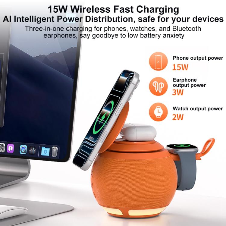 ZGA WX08 Multifunctional Bluetooth Speaker 15W Wireless Phone Watch Charger, WX08