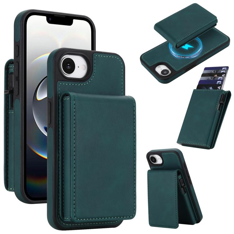 Retro Faux Leather Detachable Spring Loaded Card Bag Magnetic RFID Phone Case, For iPhone 17e / 16e, For iPhone 17 Pro Max, For iPhone 17 Pro, For iPhone 15 Plus, For iPhone 15, For iPhone 14 Plus, For iPhone 14 / 13, For iPhone 12 / 12 Pro