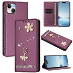 Ballet Girl Diamond Studded RFID Vegan Leather Phone Case, For iPhone 16 Pro, For iPhone 16 Plus, For iPhone 16, For iPhone 15 Pro Max, For iPhone 15 Pro, For iPhone 15 Plus