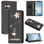 Ballet Girl Diamond Studded RFID Vegan Leather Phone Case, For iPhone 16 Pro, For iPhone 16 Plus, For iPhone 16, For iPhone 15 Pro Max, For iPhone 15 Pro, For iPhone 15 Plus